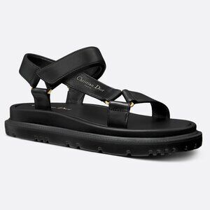 DIOR D-WAVE D WAVE Leather Dad Flat Platform Sandals Shoes Black